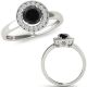 Black Real Diamond Beautiful Filigree Halo Engagement Ring 14K Gold