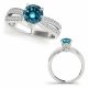 1.25 Carat Blue Diamond Solitaire With Side Stone Engagement Ring 14K Gold