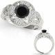 1.5 Carat Black Real Diamond Antique Round Solitaire Anniversary Ring 14K Gold