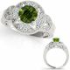 1.5 Carat Green Real Diamond Antique Round Solitaire Anniversary Ring 14K Gold