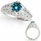 1 Carat Blue Real Diamond Design Vintage Solitaire Anniversary Ring 14K Gold