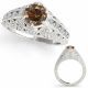 1 Carat Champagne Real Diamond Design Vintage Solitaire Anniversary Ring 14K Gold