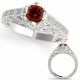 0.5 Carat Red Real Diamond Fancy Antique Round Anniversary Ring 14K Gold