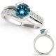 Blue Diamond Solitaire By Pass Anniversary Ladies Ring 14K Gold