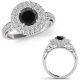 2 Carat Black Real Diamond Double Round Halo Anniversary Bridal Ring 14K Gold
