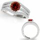 1.5 Carat Red Diamond Beautiful Multi 3-Row Engagement Ring 14K Gold