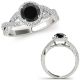 1.5 Carat Black Real Diamond Classy Halo Infinity Promise Bridal Ring 14K Gold