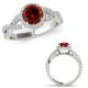 1.5 Carat Red Real Diamond Classy Halo Infinity Promise Bridal Ring 14K Gold
