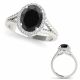 1 Carat Black Diamond Bridal Classically styled Oval Ring 14K Gold
