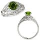 Green Real Diamond Filigree Designer Halo Wedding Ladies Ring 14K Gold