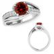 Red-SI3-I1 Diamond By Pass Solitaire Halo Anniversary Fancy Ring 14K Gold