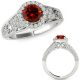 1.25 Carat Red Real Diamond Beautiful Design Halo Wedding Bridal Ring 14K Gold