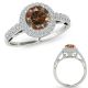 1.5 Carat Champagne Real Diamond Designer Fancy Halo Wedding Bridal Ring 14K Gold