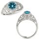 1.25 Carat Blue Real Diamond Classy Design Halo Engagement Women Ring 14K Gold