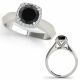 1 Carat Black Diamond Solitaire Halo Engagement Bridal Ring 14K Gold
