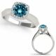 1 Carat Blue Diamond Solitaire Halo Engagement Bridal Ring 14K Gold