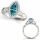 Blue Diamond Fancy Solitaire Marquise Engagement Ring 14K Gold