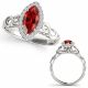 Red Diamond Fancy Solitaire Marquise Engagement Ring 14K Gold