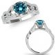 Blue Real Diamond Bridal Crossover Infinity Solitaire Ring 14K Gold