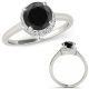 1.15 Carat Real Black Diamond Crossover Designer Halo Engagement Ring 14K Gold