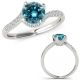 1.15 Carat Real Blue Diamond By Pass Crossover Solitaire Fancy Ring 14K Gold