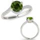 1.15 Carat Real Green Diamond By Pass Crossover Solitaire Fancy Ring 14K Gold