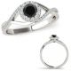 0.5 Carat Real Black Diamond Eye Design By Pass Crossover Infinity Ring 14K Gold