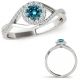 0.5 Carat Real Blue Diamond Eye Design By Pass Crossover Infinity Ring 14K Gold