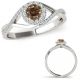 0.5 Carat Real Champagne Diamond Eye Design By Pass Crossover Infinity Ring 14K Gold