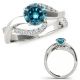 Blue Real Diamond Solitaire Infinity ByPass Beautiful Ring 14K Gold