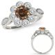 Champagne Diamond Beautiful Filigree Bezel Designer Ring 14K Gold