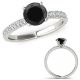 Black Real Diamond Solitaire Eternity Wedding Promise Ring 14K Gold