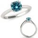 Blue Real Diamond Simple Solitaire Beautiful Ladies Ring 14K Gold
