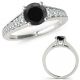 Black Real Diamond Designer Filigree Cluster Wedding Ring 14K Gold
