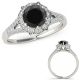1 Carat Black Real Diamond Split Shank Bridal Anniversary Promise Halo Ring 14K Gold