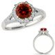 1 Carat Red Real Diamond Split Shank Bridal Anniversary Promise Halo Ring 14K Gold