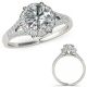 1 Carat G-H Real Diamond Split Shank Bridal Anniversary Promise Halo Ring 14K Gold