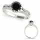 1 Carat Black Diamond Bridal Precious Multi-Row Engagement Ring 14K Gold
