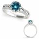 1 Carat Blue Diamond Bridal Precious Multi-Row Engagement Ring 14K Gold