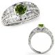 0.75 Carat Green Real Diamond Split Shank Bridal Halo Solitaire Ring 14K Gold