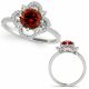 1.25 Carat Red Diamond Beautiful Halo Engagement Promise Ring 14K Gold