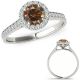 0.75 Carat Champagne Real Diamond Wedding Anniversary Fancy Bridal Halo Ring 14K Gold