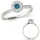 0.25 Carat Blue Real Diamond Lovely Classy 7 Seven Ston Solitaire Ring 14K Gold
