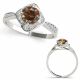0.75 Carat Champagne Diamond Designer Halo Engagement Beautiful Ring 14K Gold