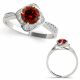 0.75 Carat Red Diamond Designer Halo Engagement Beautiful Ring 14K Gold