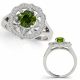 1 Carat Green Diamond Three Stone Halo Engagement Promise Ring 14K Gold