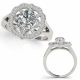 1 Carat G-H Diamond Three Stone Halo Engagement Promise Ring 14K Gold