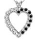 Black AAA Diamond Heart Cluster Necklace Chain 14K Gold