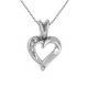 G-H I1 Diamond Heart Charm Pendant 18 Inch Chain 14K Gold
