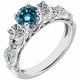 Blue Diamond 3 Stone Fine Infinity Wedding Ring 14K Gold